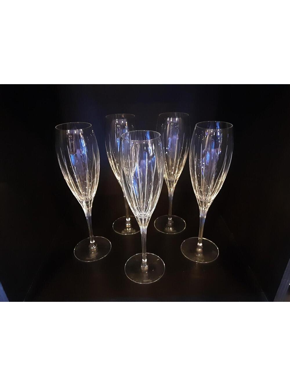 Christoffel “Iriana” Crystal Champagne Flutes– Set of 5 – 8 3/4" Signed France